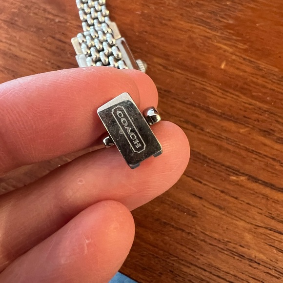 Coach Brand silver Rectangular face Watch with thin Chain Bracelet - Picture 8 of 9